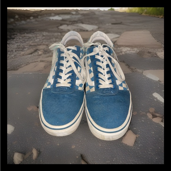 Vans Old Skool Ward Blue Checkerboard Sneakers 9.5 - Picture 8 of 8